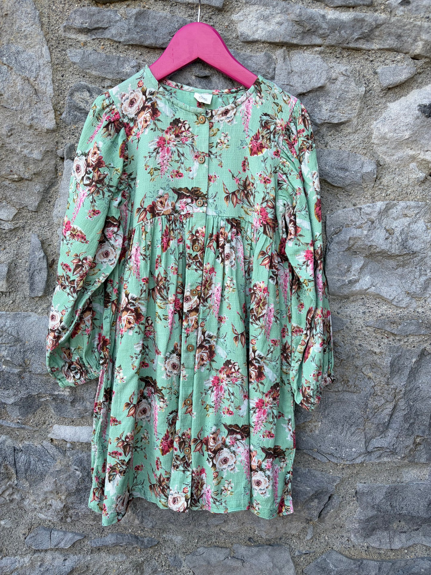 Floral green dress  6-7y (116-122cm)