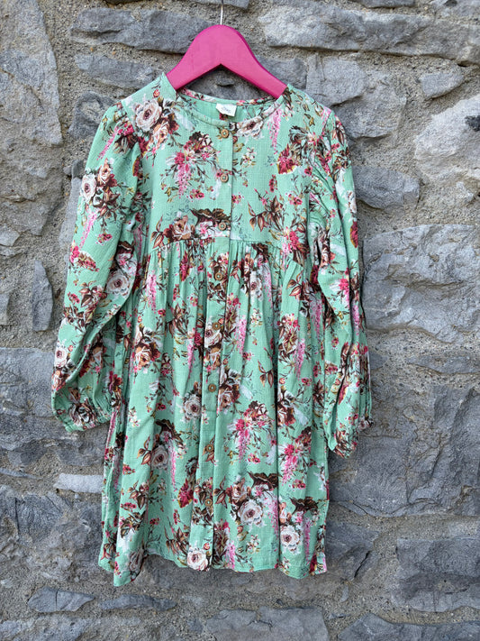 Floral green dress  6-7y (116-122cm)