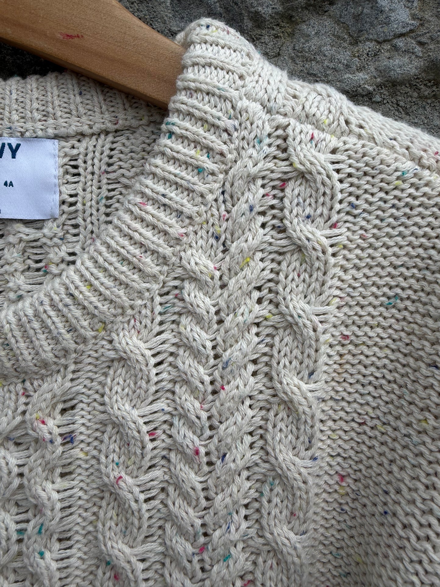 Cream melange cable knit jumper  4y (104cm)
