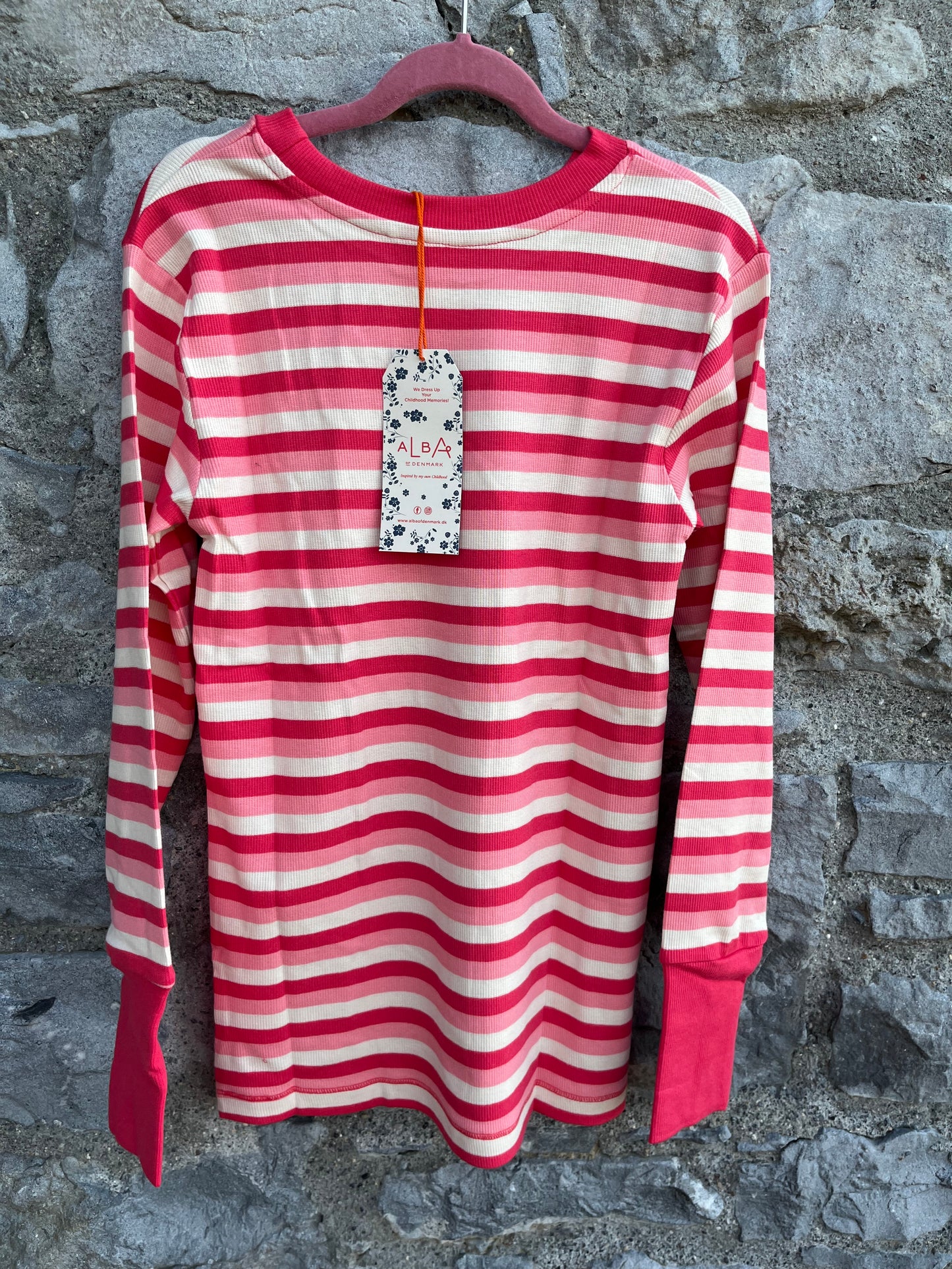 Strawberry Ice Stripes  top  10y (140cm)