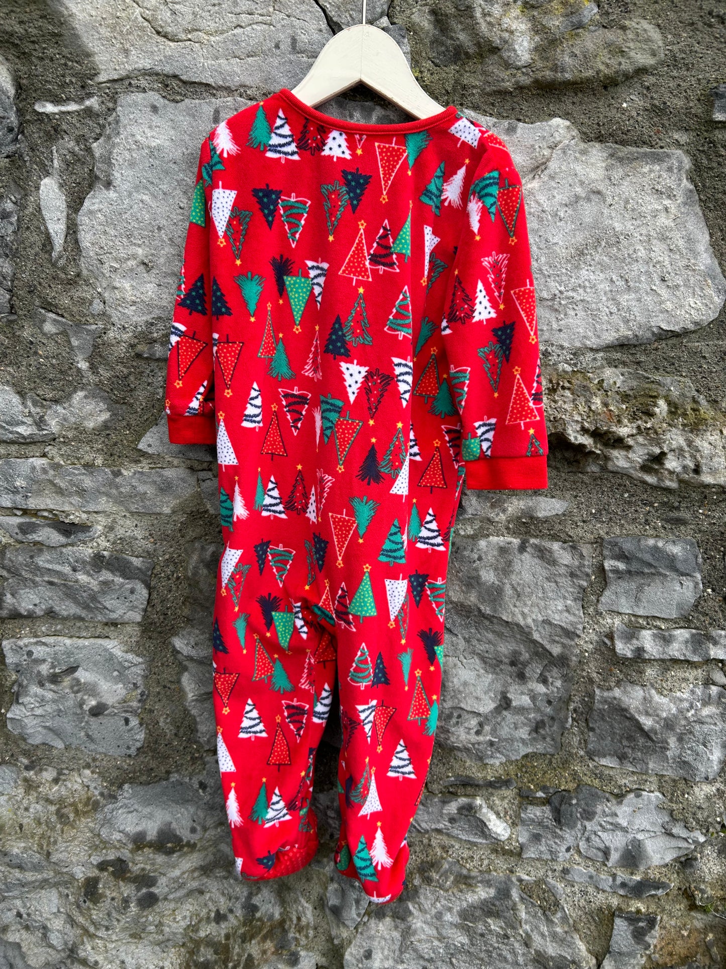 Christmas trees red fleece onesie 12-18m (80-86cm)