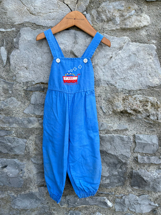 90s blue boat dungarees  9-12m (74-80cm)