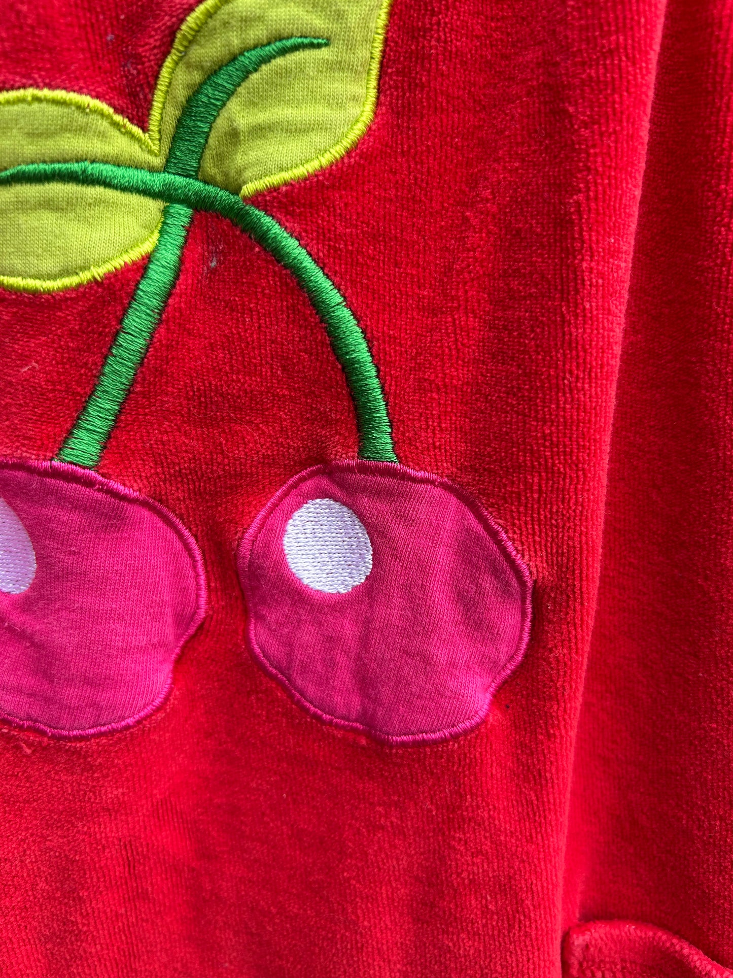 Cherries red velour pinafore 12-18m (80-86cm)