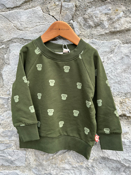 Angry gorilla khaki sweatshirt  12-18m (80-86cm)