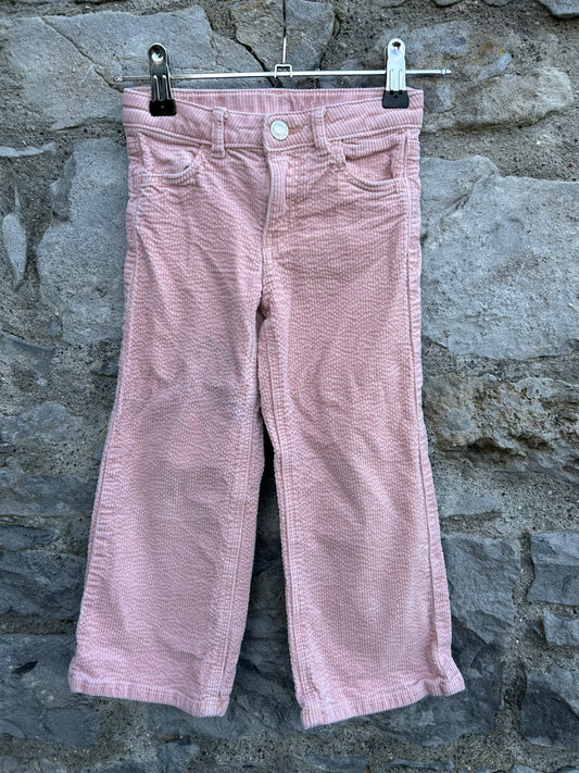 Pink wide leg cords  3-4y (98-104cm)