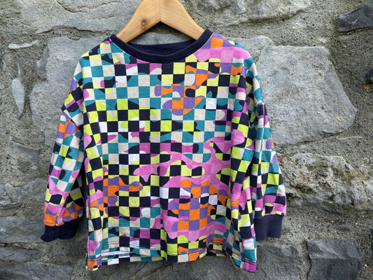 Colourful squares sweatshirt 3y (98cm)
