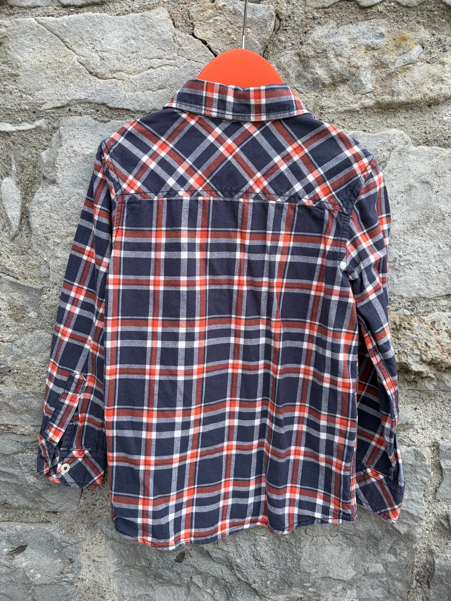 Orange&navy check shirt 4-5y (104-110cm)