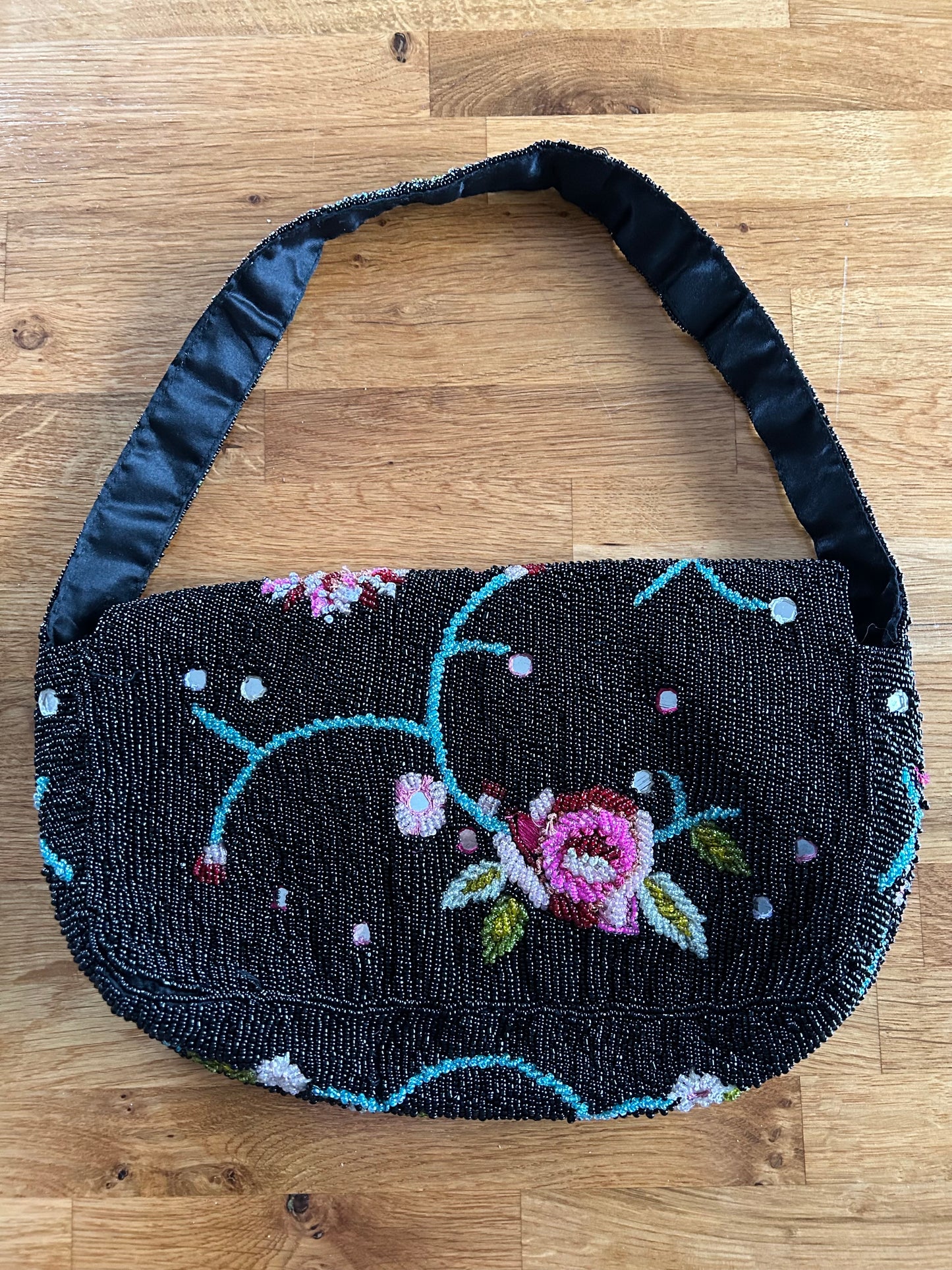 Floral beaded handbag