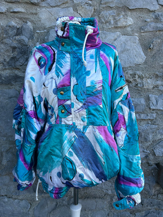 80s abstract teal jacket uk 16-18