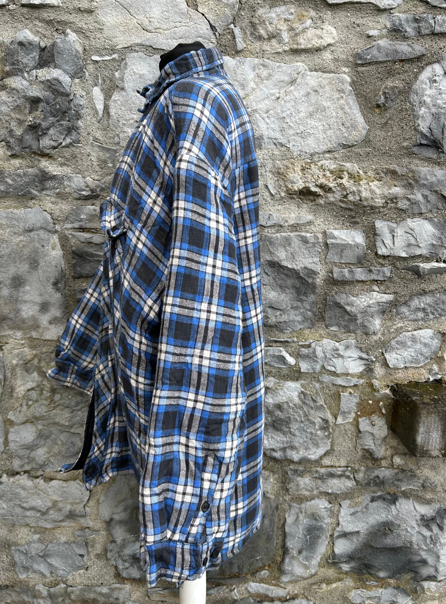 90s navy check work overshirt XL