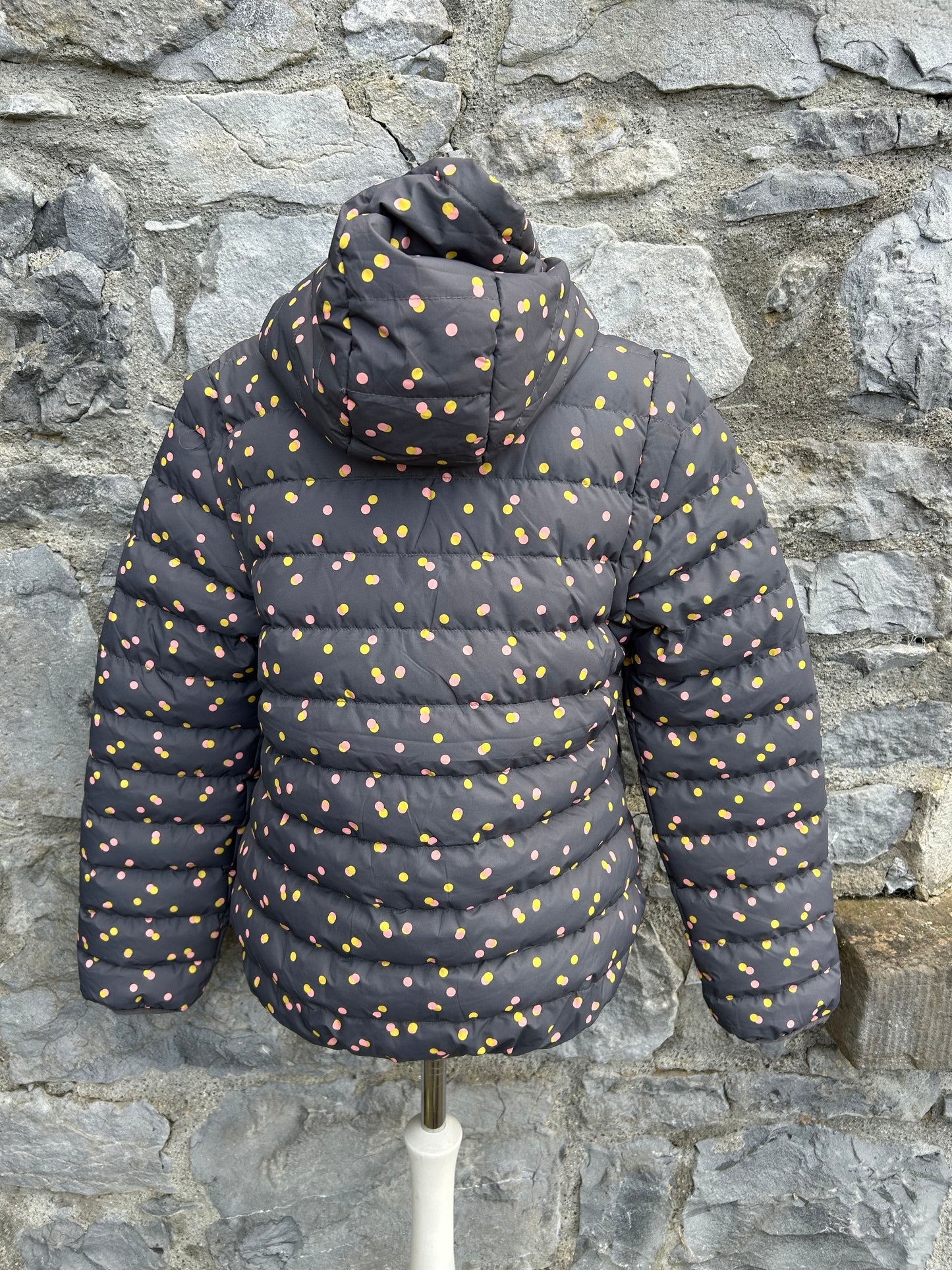 Grey spotty Removable sleeve puffa jacket uk 10-12