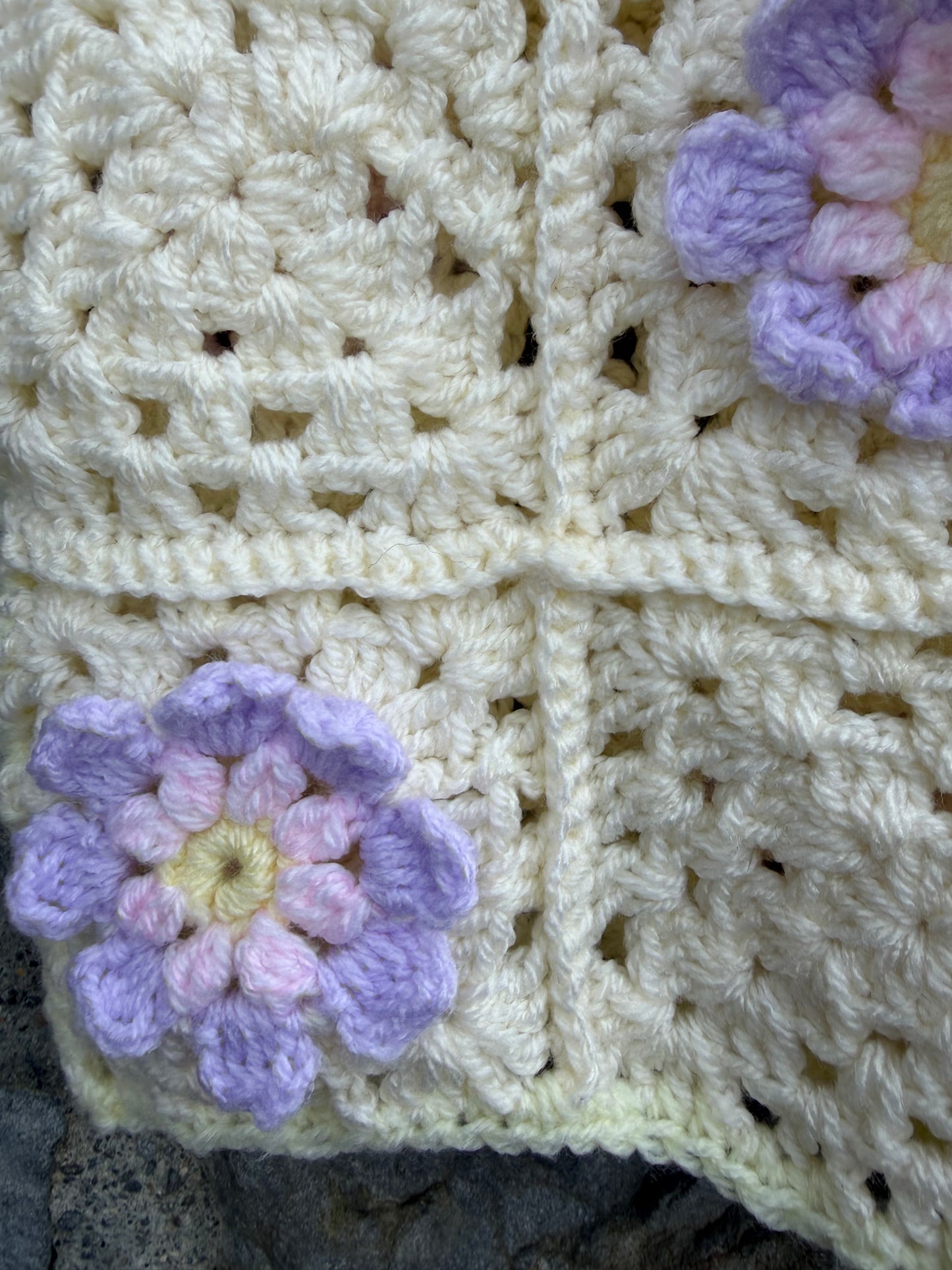 Flower crochet cream top&bag   3-4y (98-104cm)