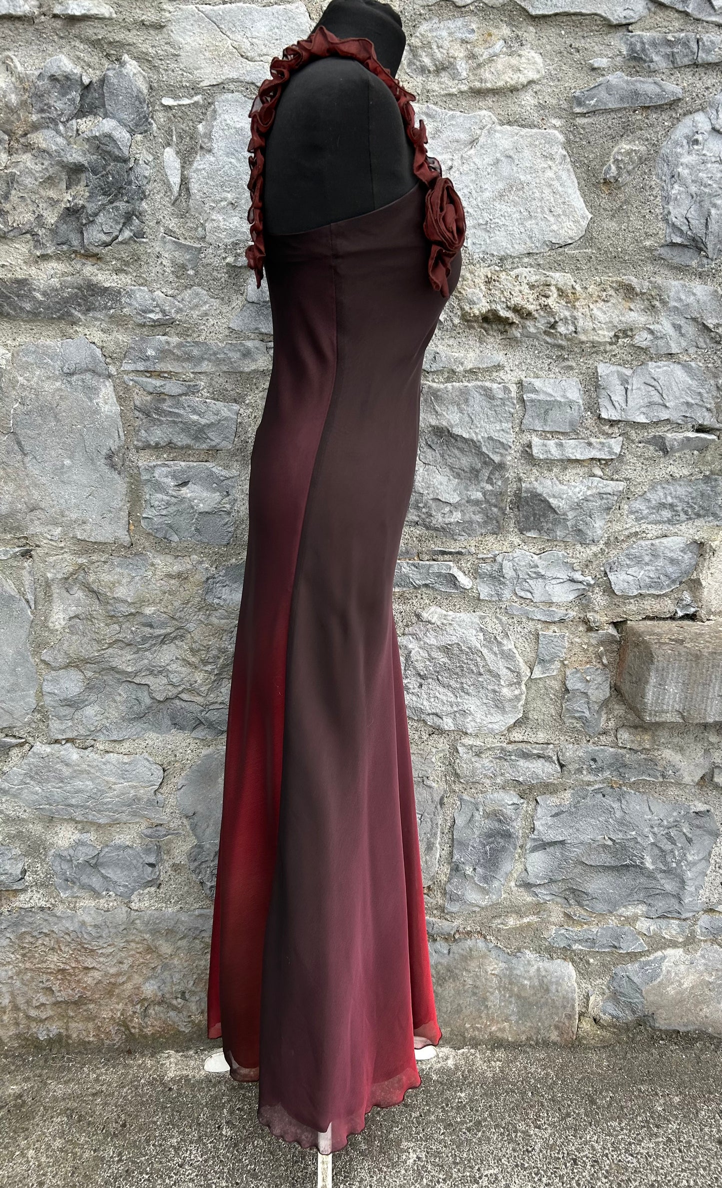 Y2K maroon ombré maxi dress uk 6-8