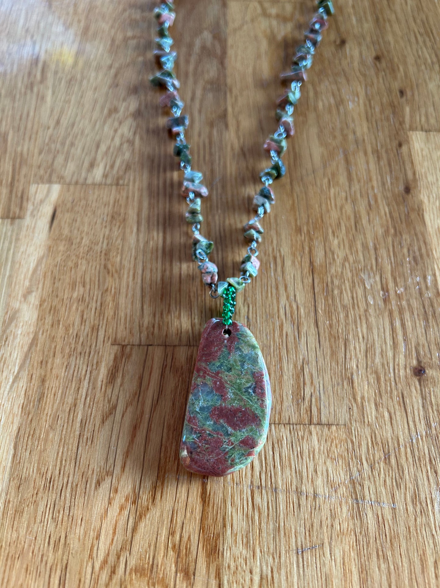 Unakite gemstone necklace