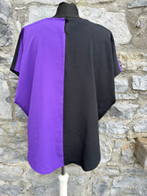 Load image into Gallery viewer, 80s purple&amp;black top uk 14-16
