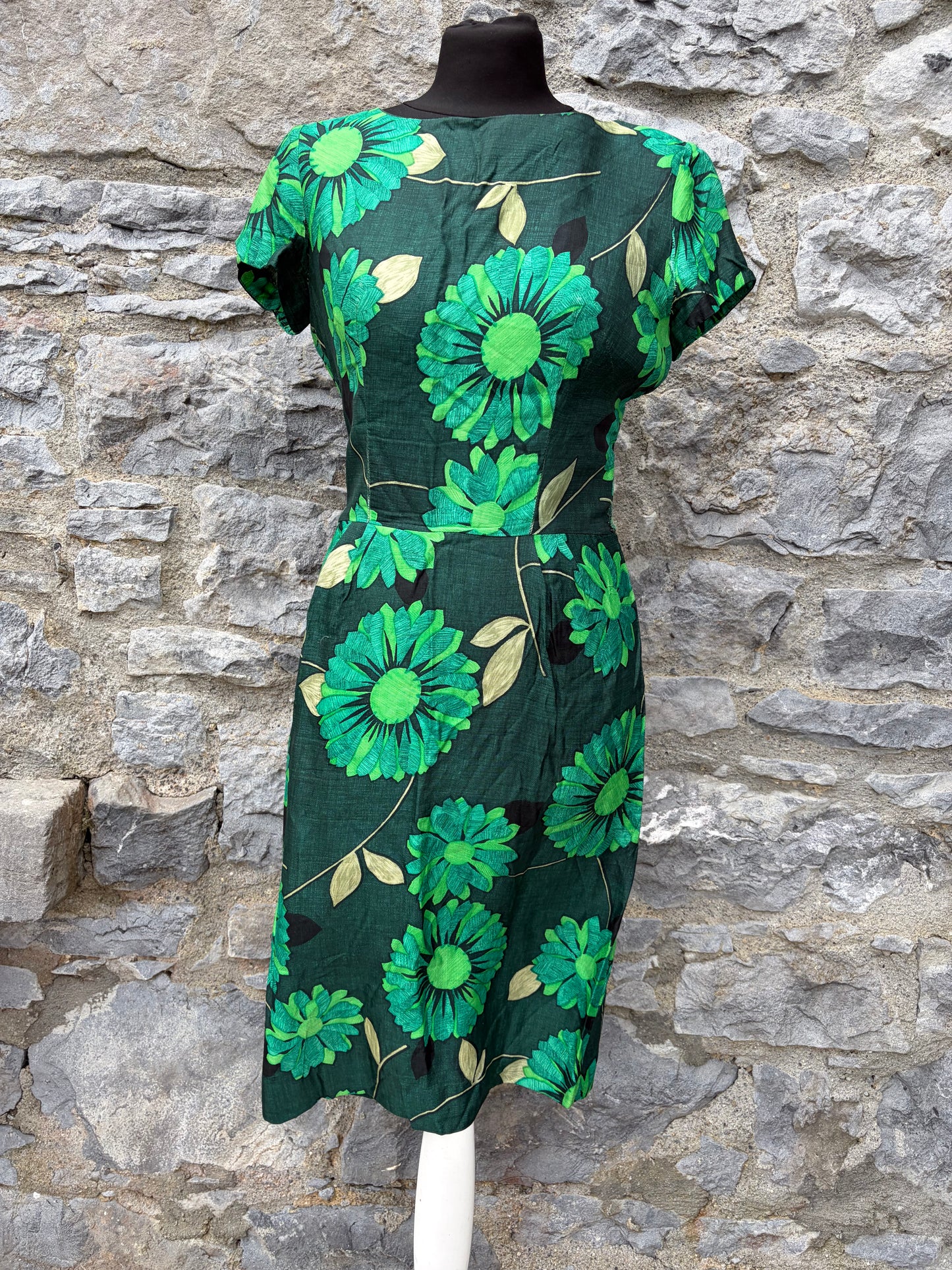 90s green flowers dress uk 6