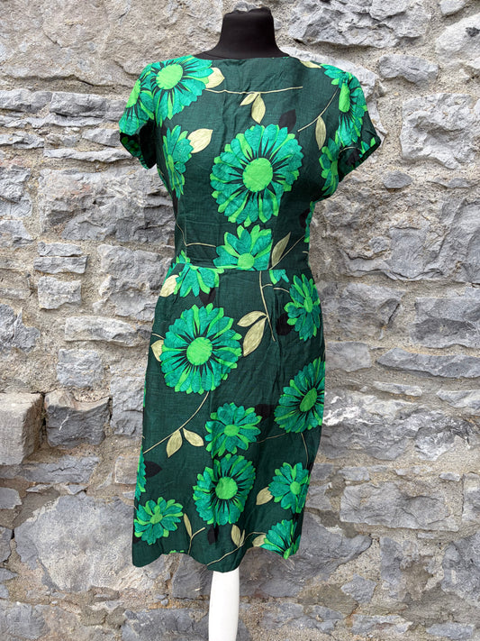 90s green flowers dress uk 6