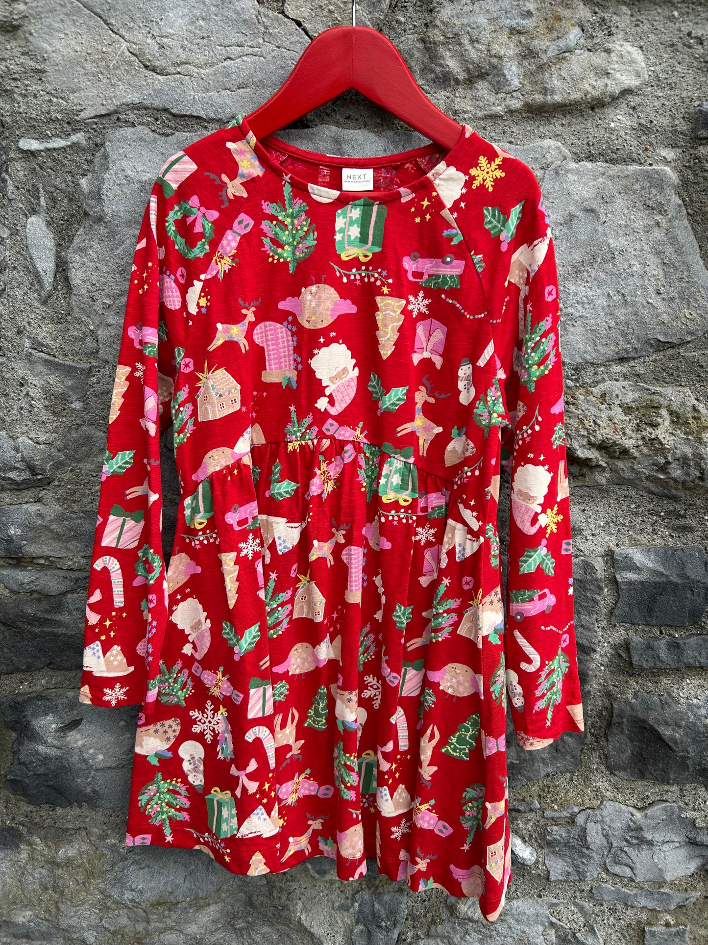 Christmas print red dress 8y (128cm)