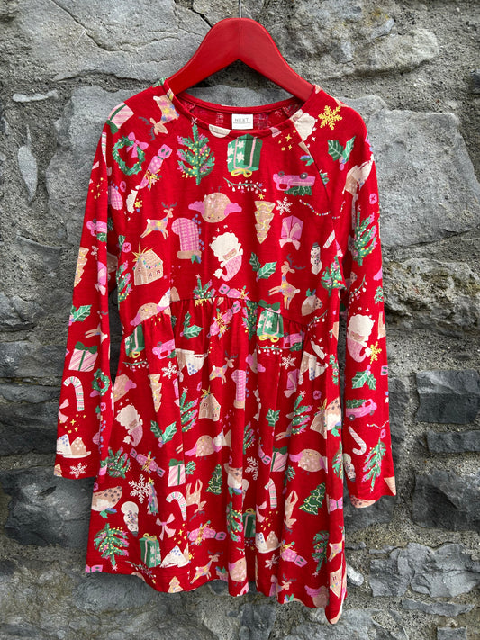 Christmas print red dress 8y (128cm)
