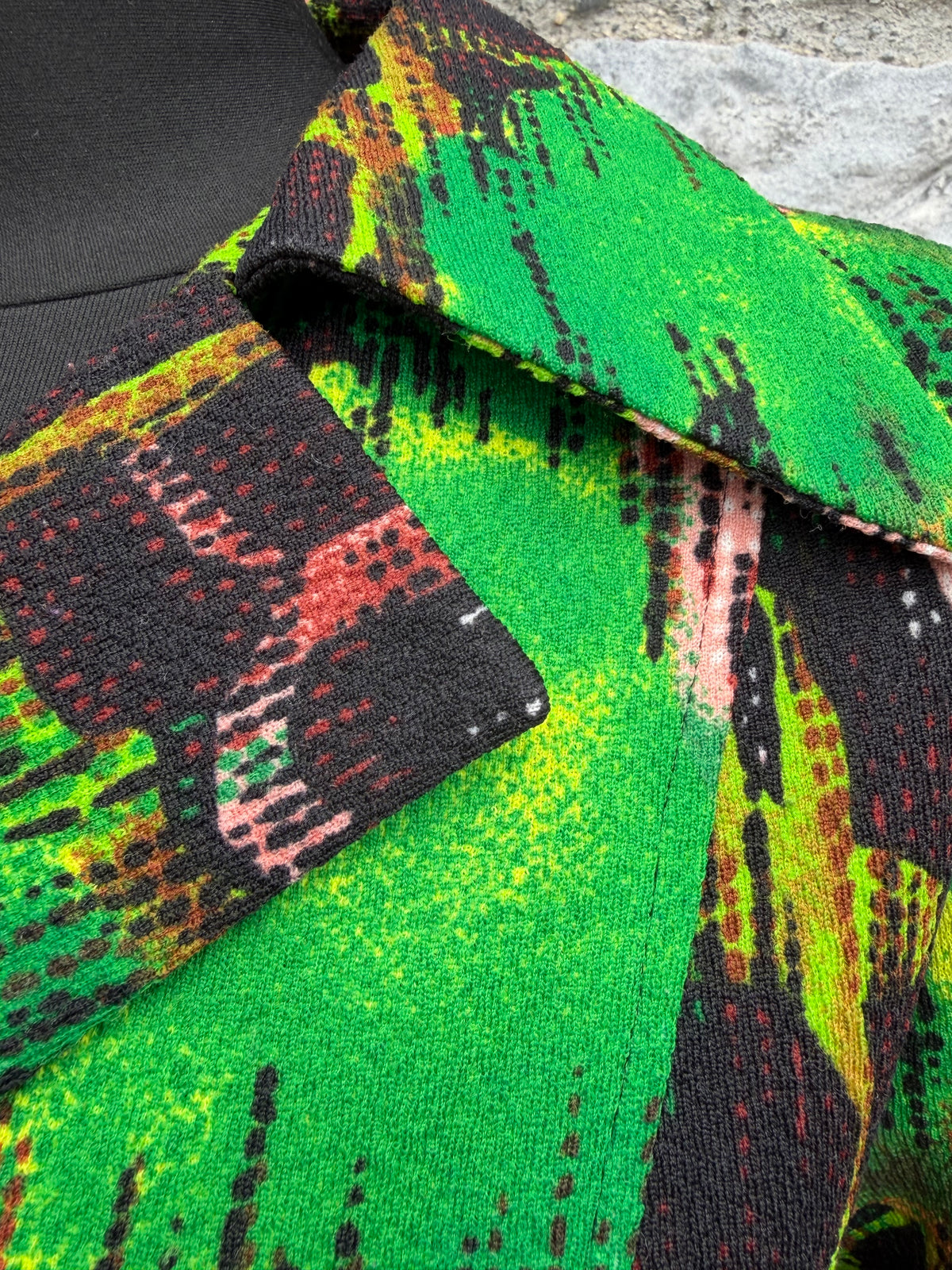 70s abstract green&brown dress uk 8