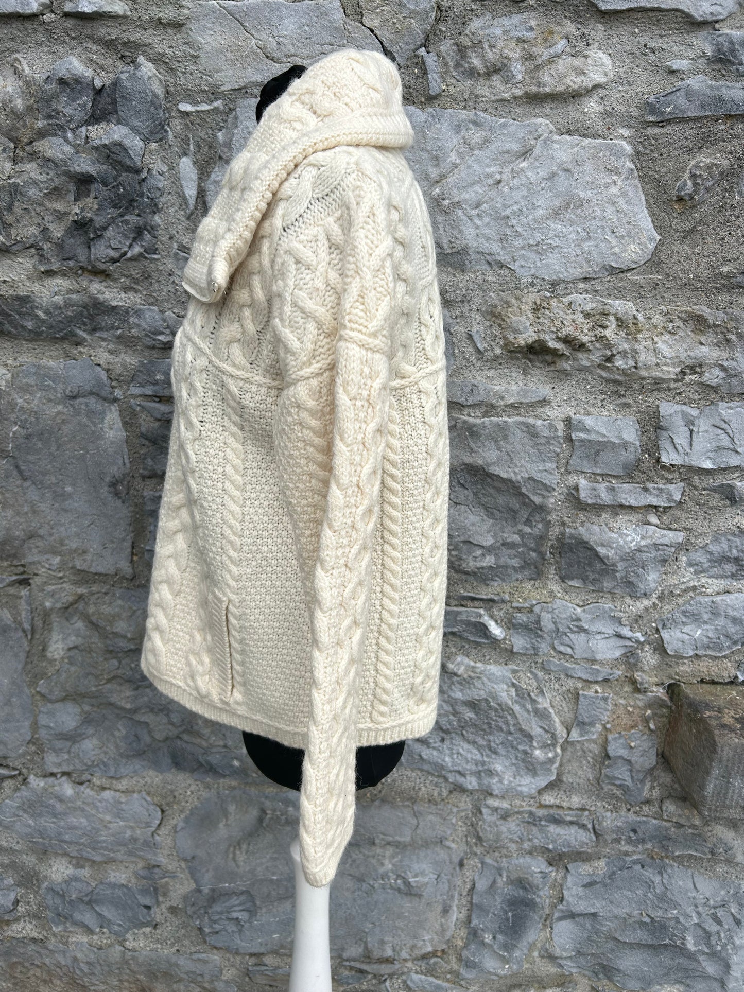 Aran style cream zipped cardigan uk 10-12