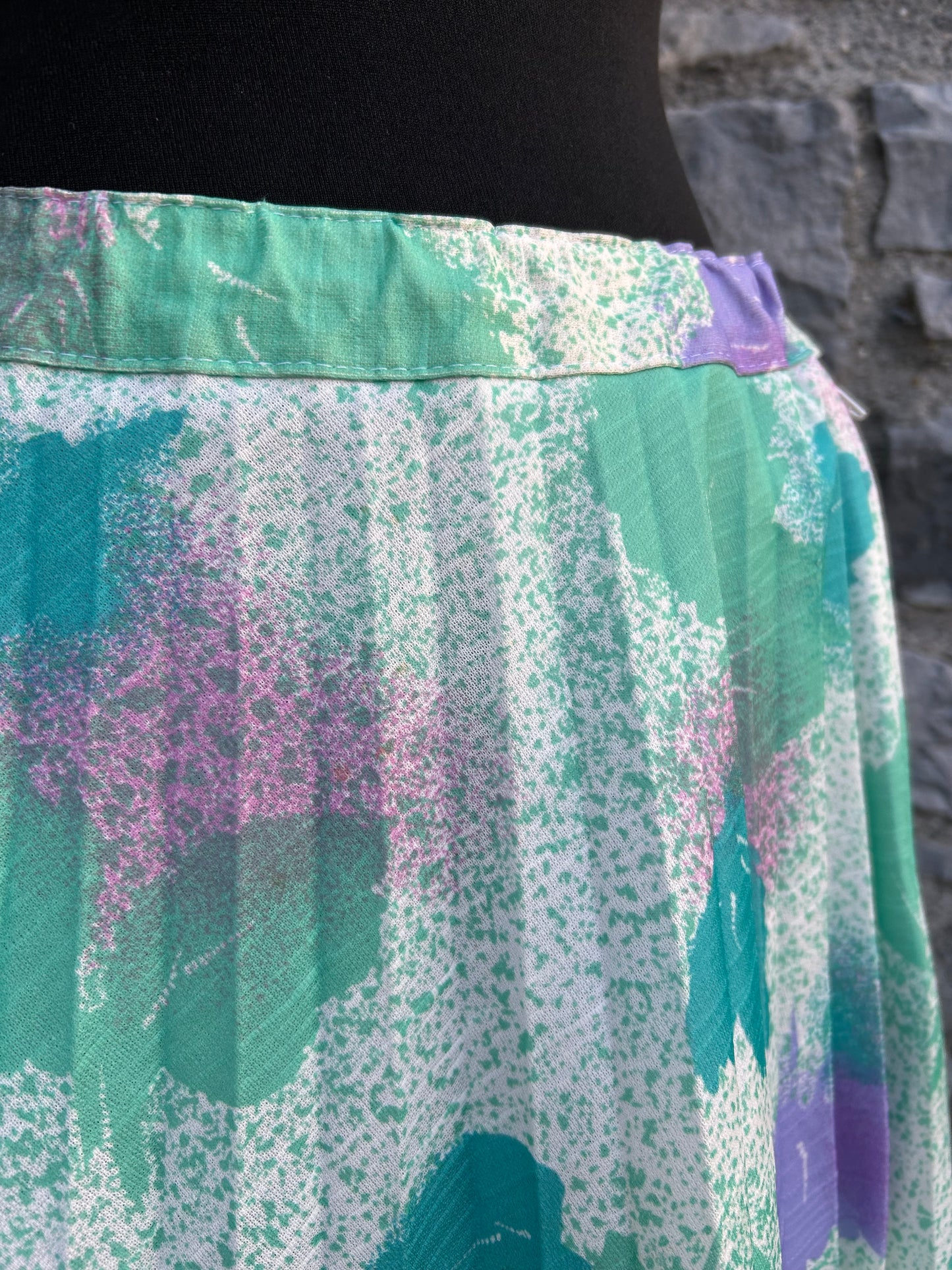 80s green&purple leaves skirt uk 12