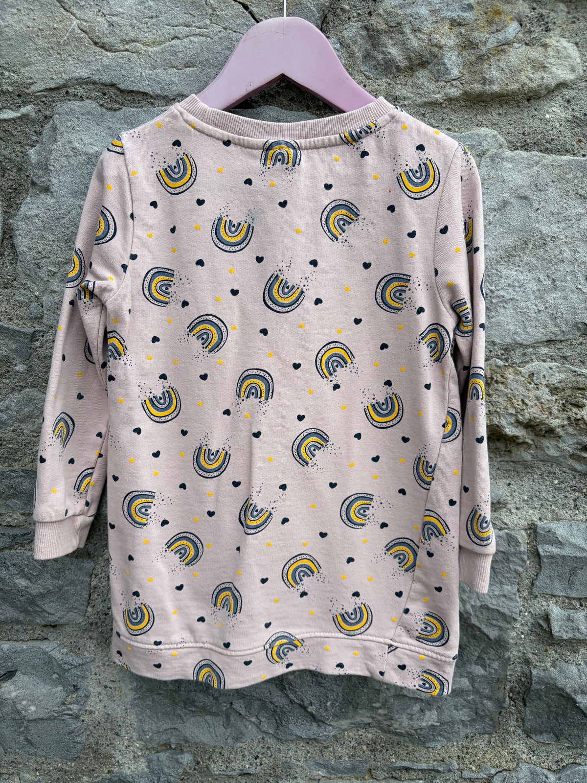 Dusty pink rainbows sweat dress 5y (110cm)