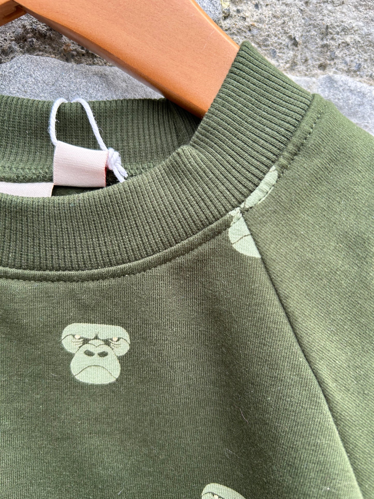 Angry gorilla khaki sweatshirt  12-18m (80-86cm)