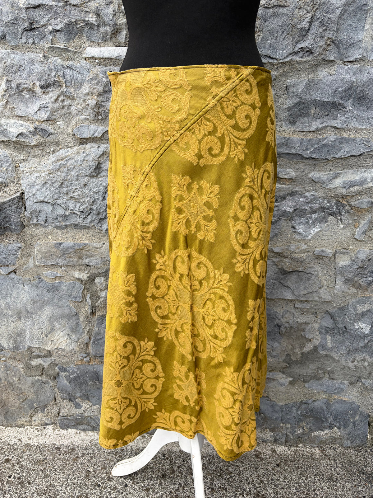 90s damask mustard skirt uk 10