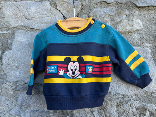 90s Baby Mickey teal&navy sweatshirt  3-6m (62-68cm)