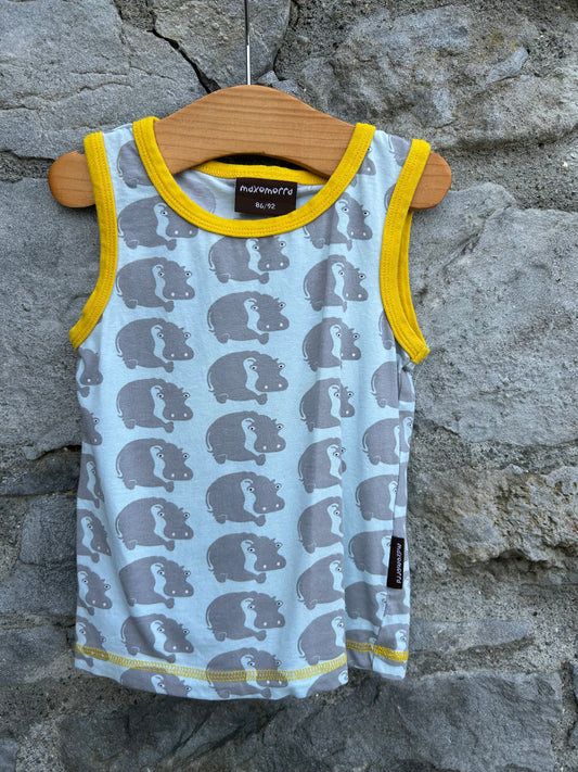 Hippos blue tank top  18-24m (86-92cm)
