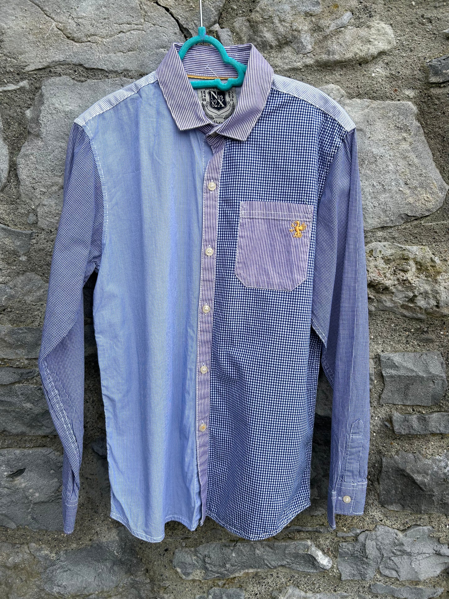 Blue check&stripes shirt  9-10y (134-140cm)