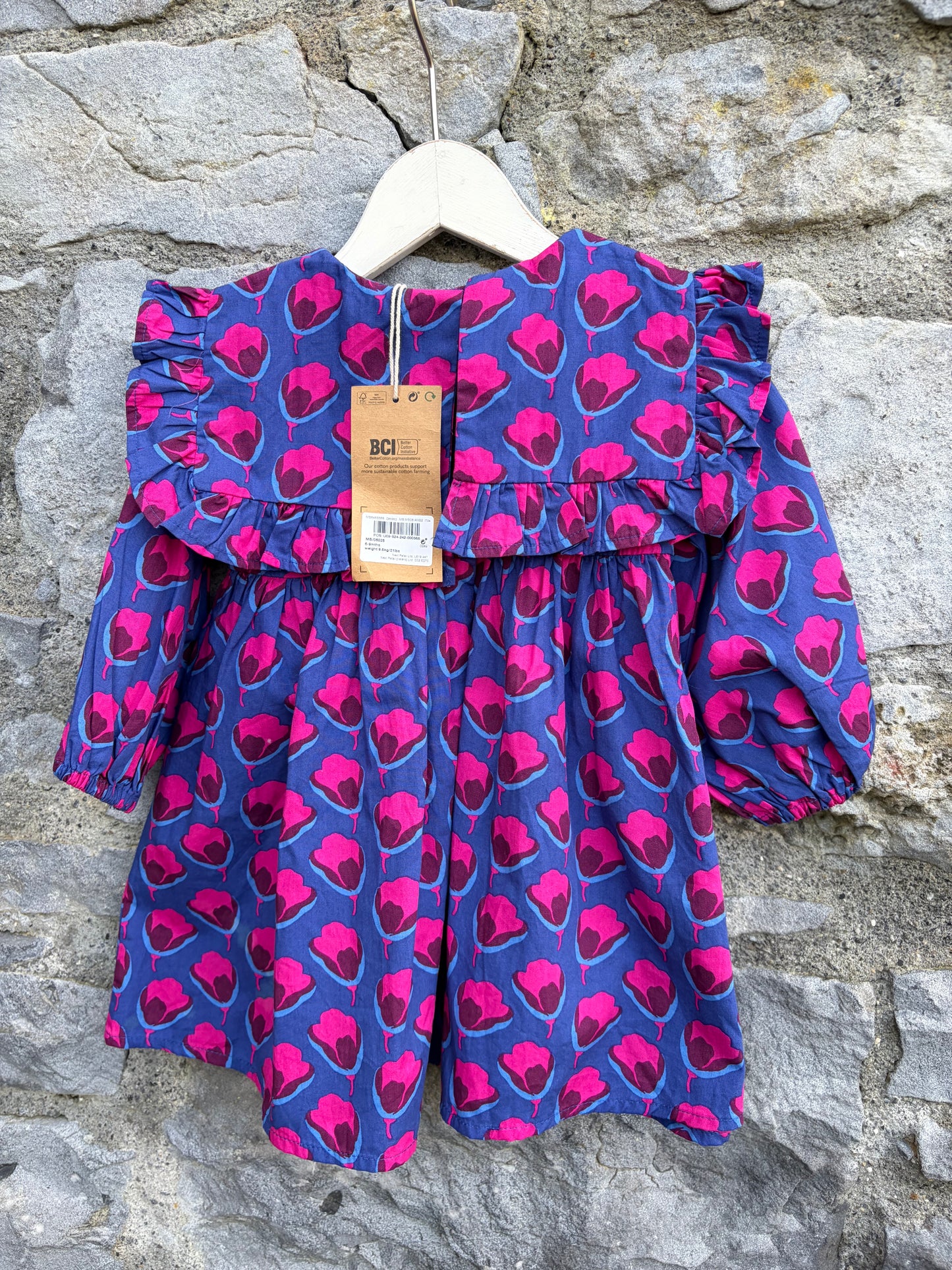 Pink tulips purple dress  6-9m (68-74cm)