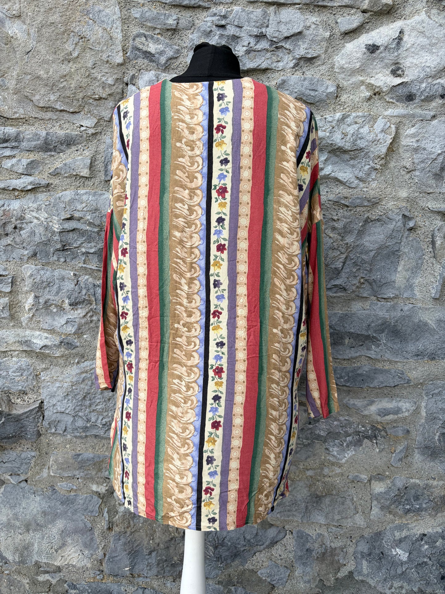 80s brown floral panels blouse uk 14