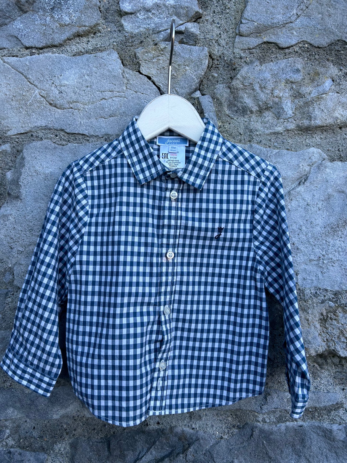 Blue gingham shirt  12m (80cm)