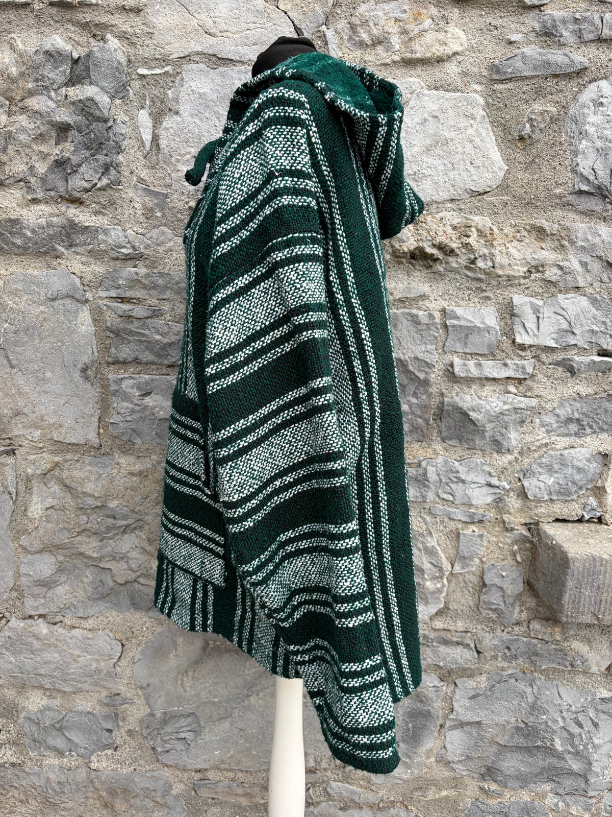 Green stripy Baja hoodie M-L