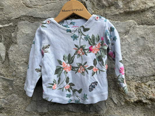 Blue stripy floral top 3-6m (62-68cm)