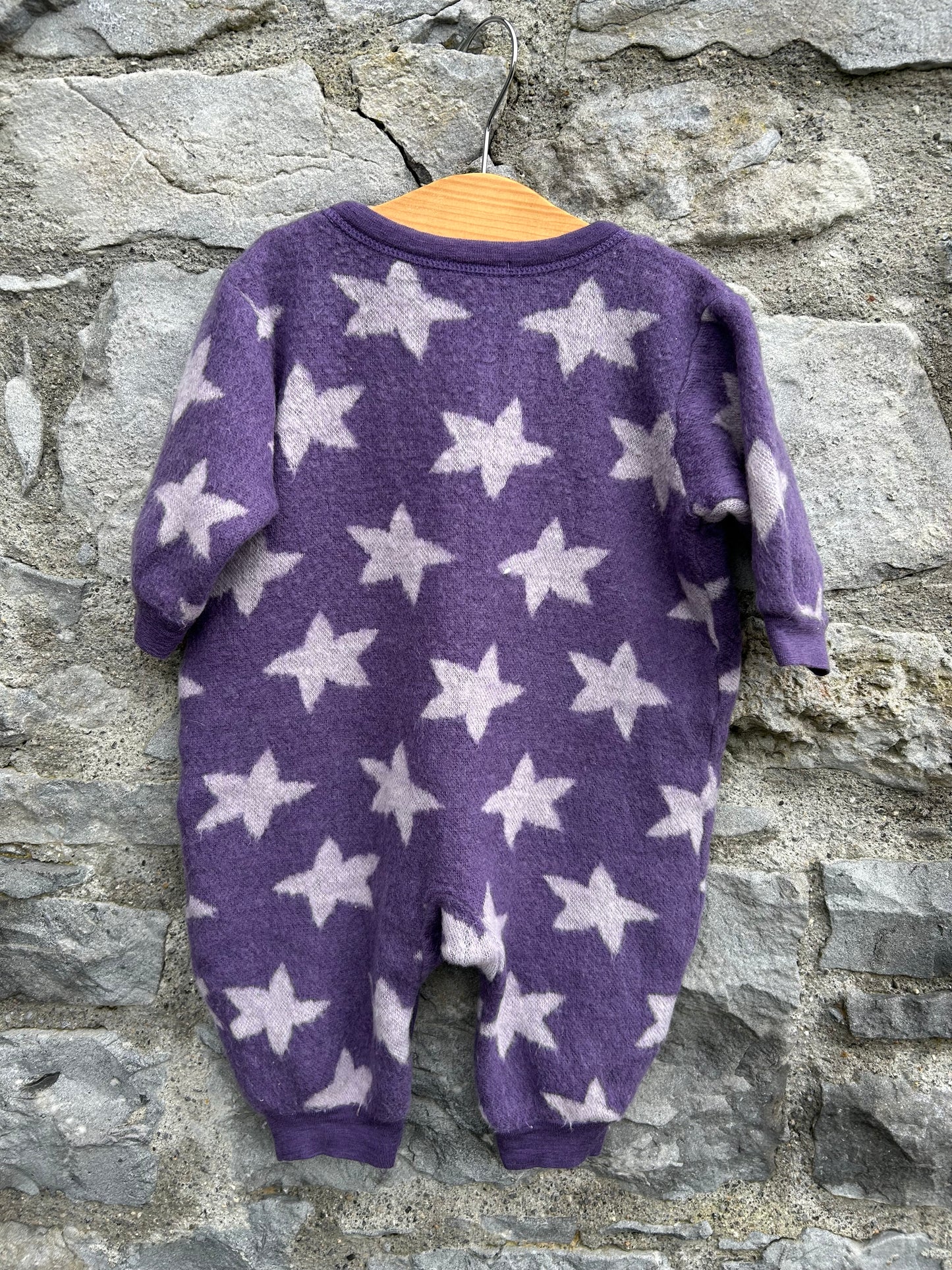 Purple stars woolly onesie 6-9m (68-74cm)