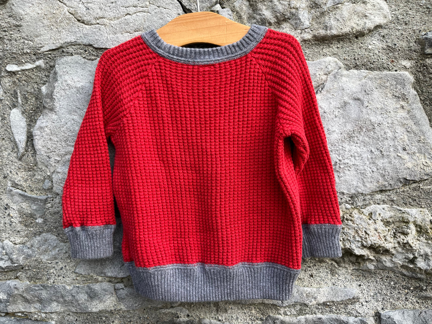 Red waffle jumper  12-18m (80-86cm)