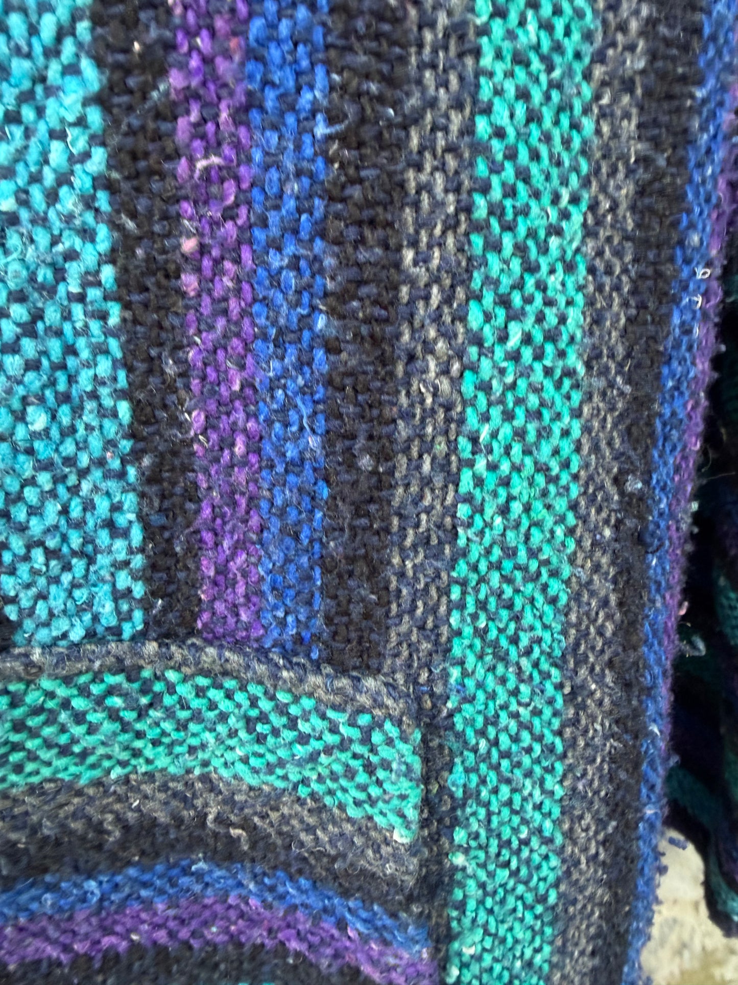 90s blue stripy Peruvian hoodie Large men