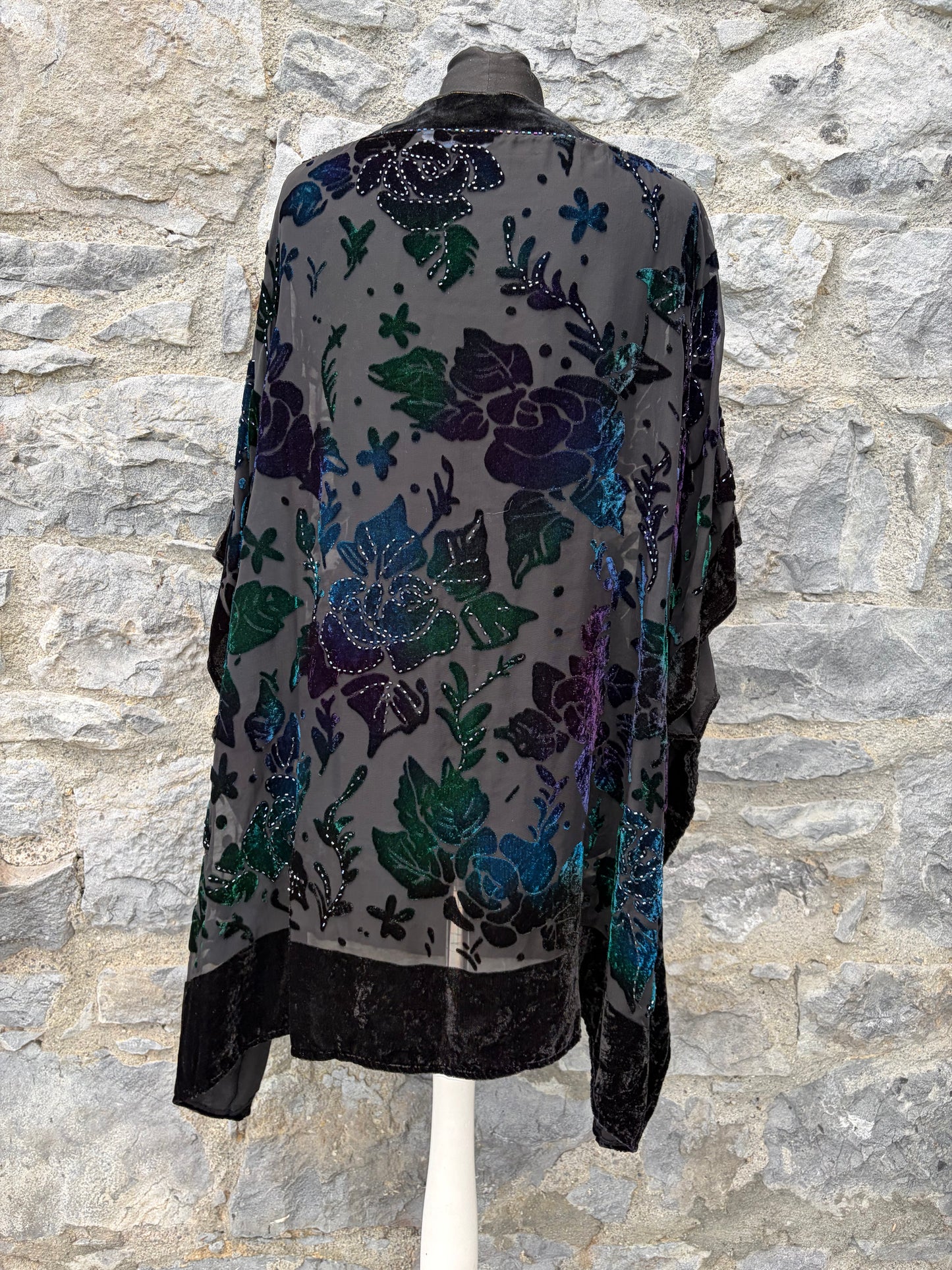 Stained glass floral velvet poncho uk 8-14