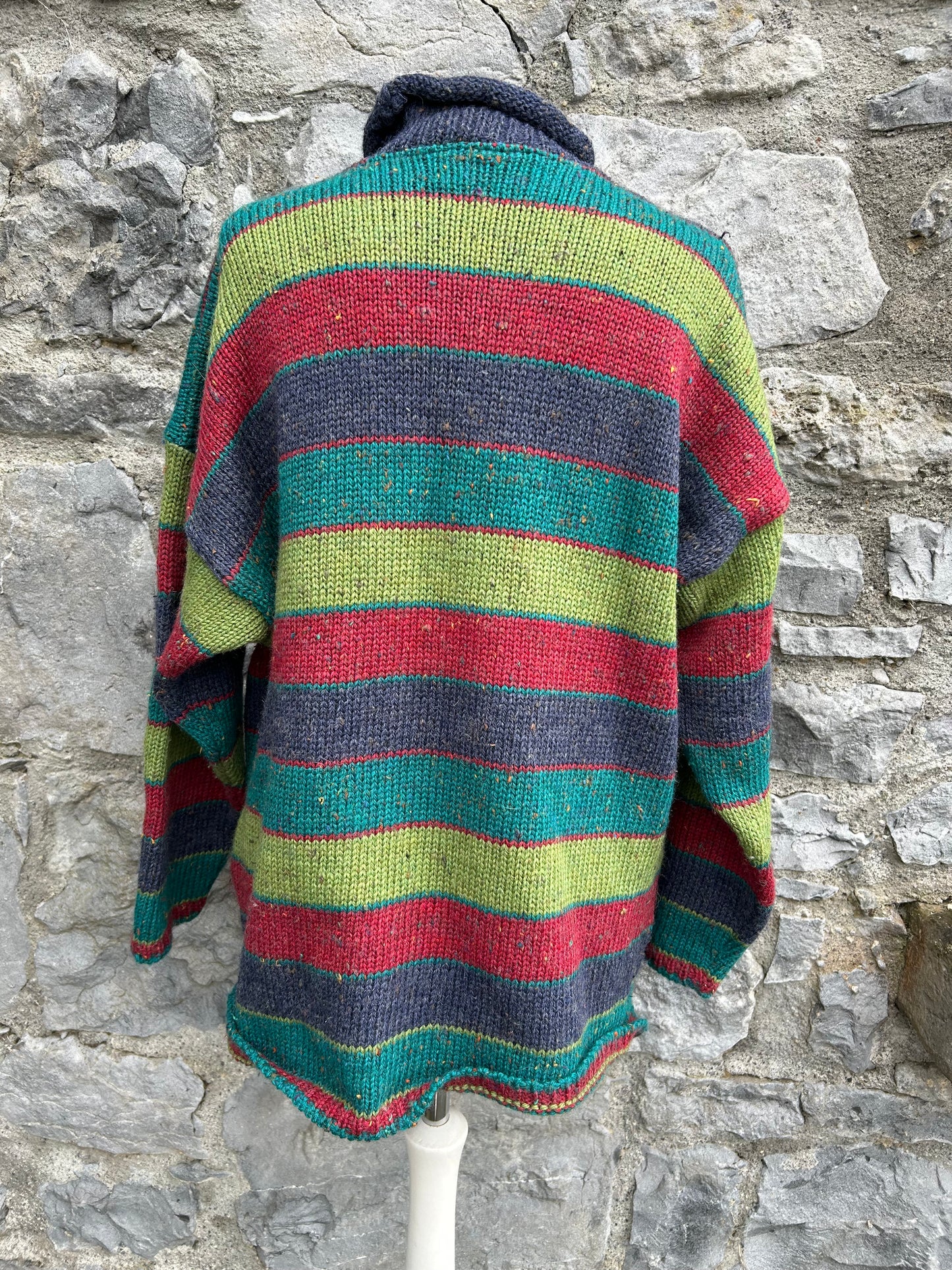 Green&red&grey panel woolly jumper uk 14-16