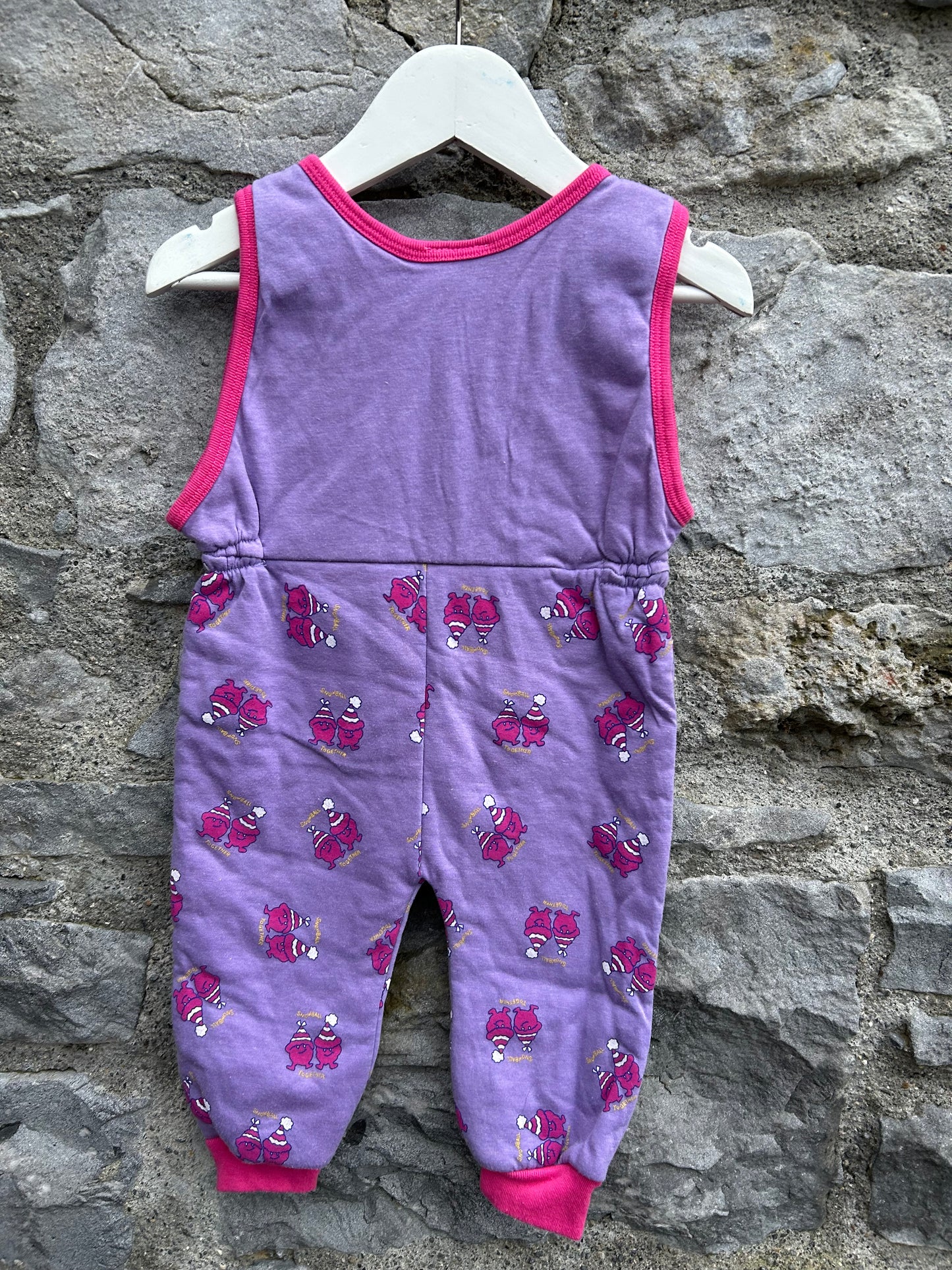90s Snowball purple dungarees  0-3m (56-62cm)