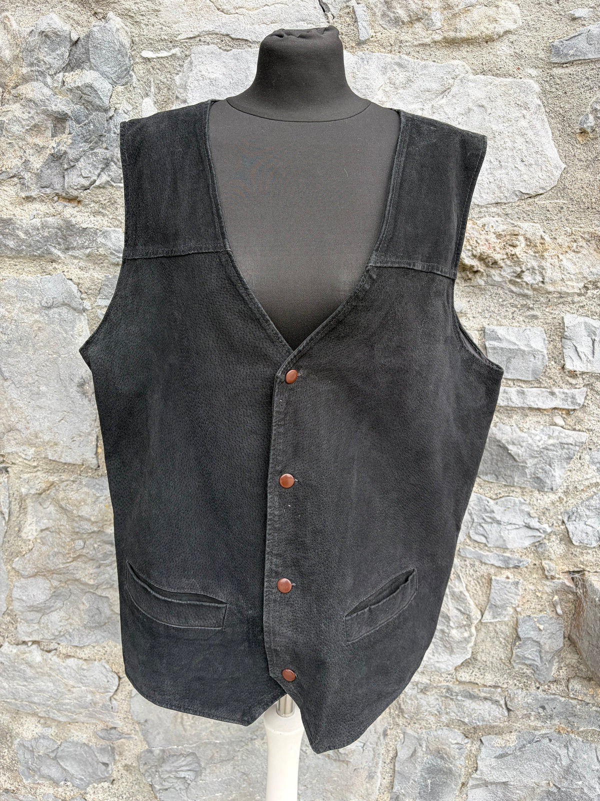 90s charcoal suede waistcoat XL
