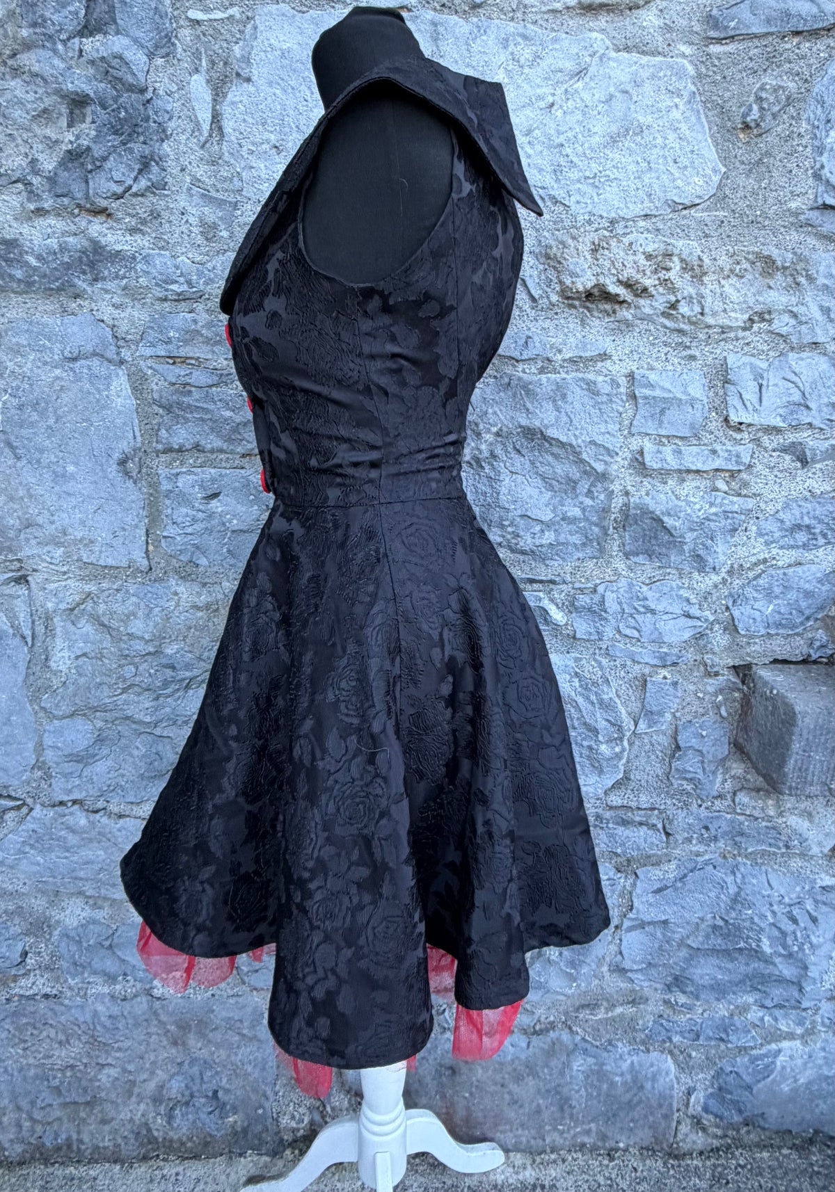 50s style Black brocade dress uk 6