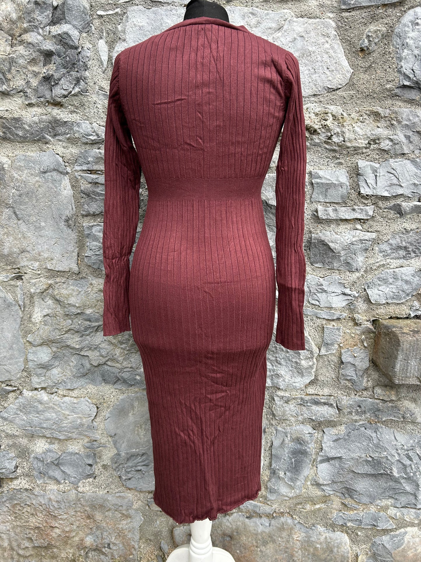 Maroon ribbed maternity dress uk 6-8