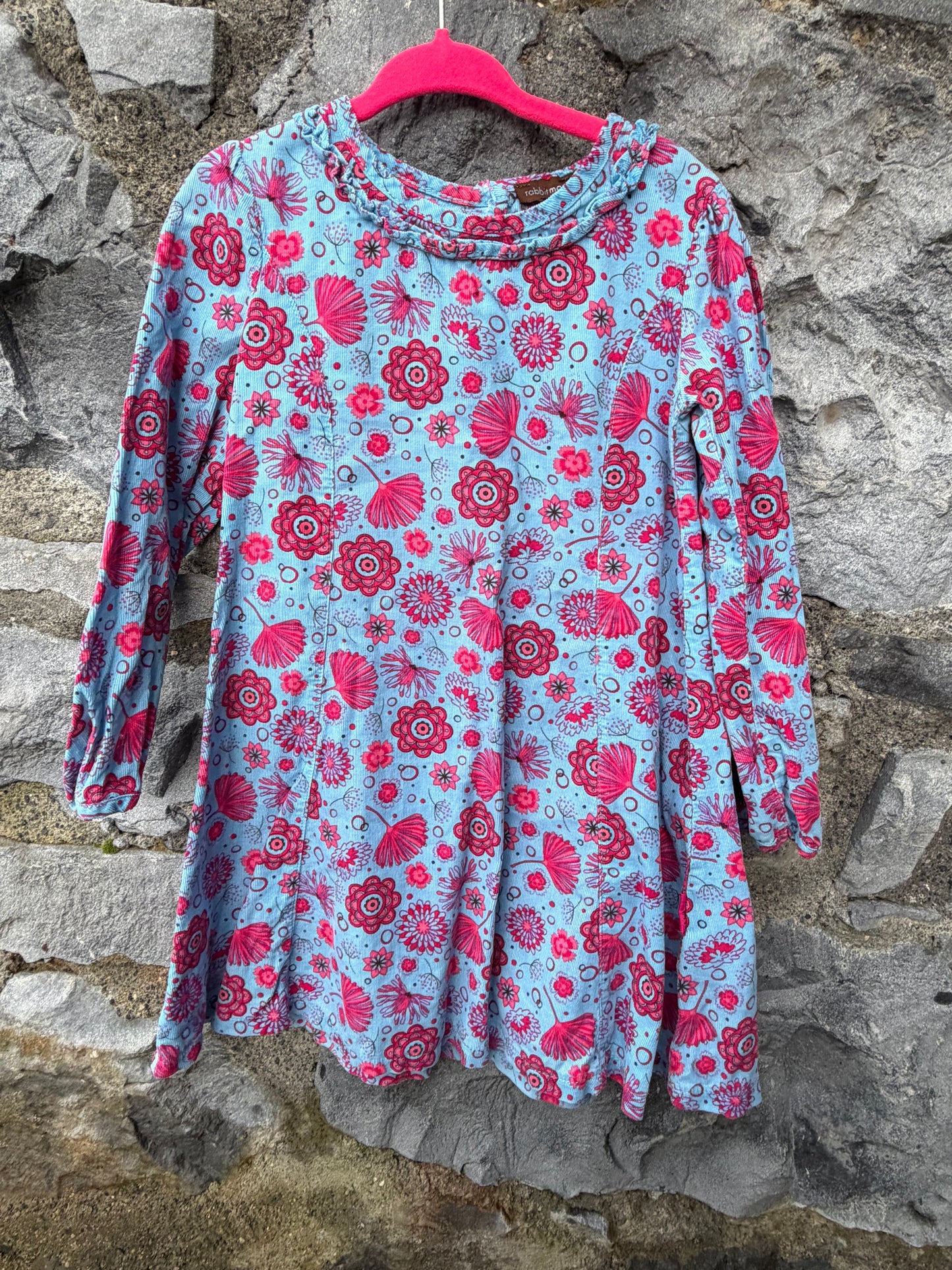 Floral cord blue dress 4-5y (104-110cm)