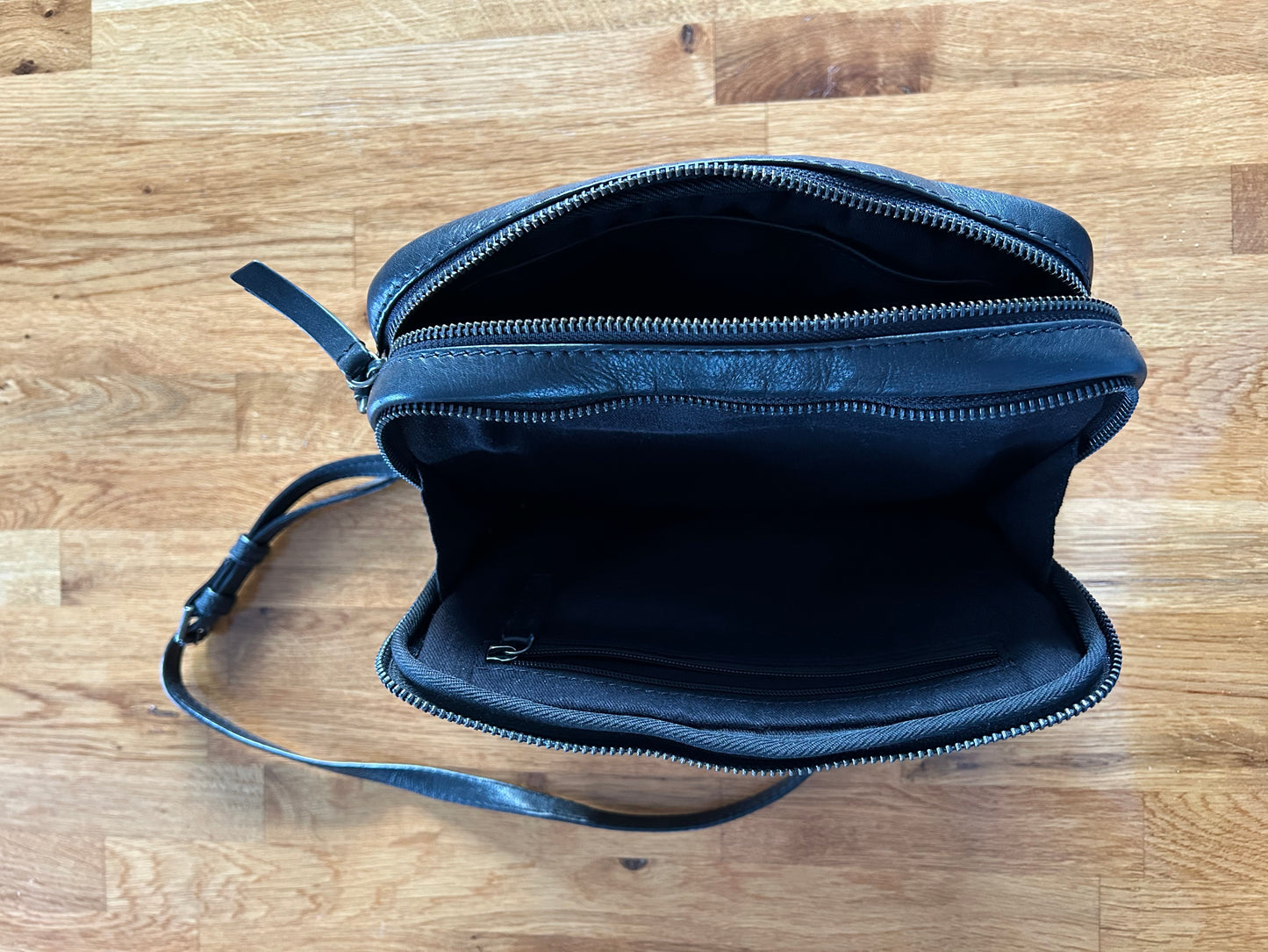 Black leather crossbody bag