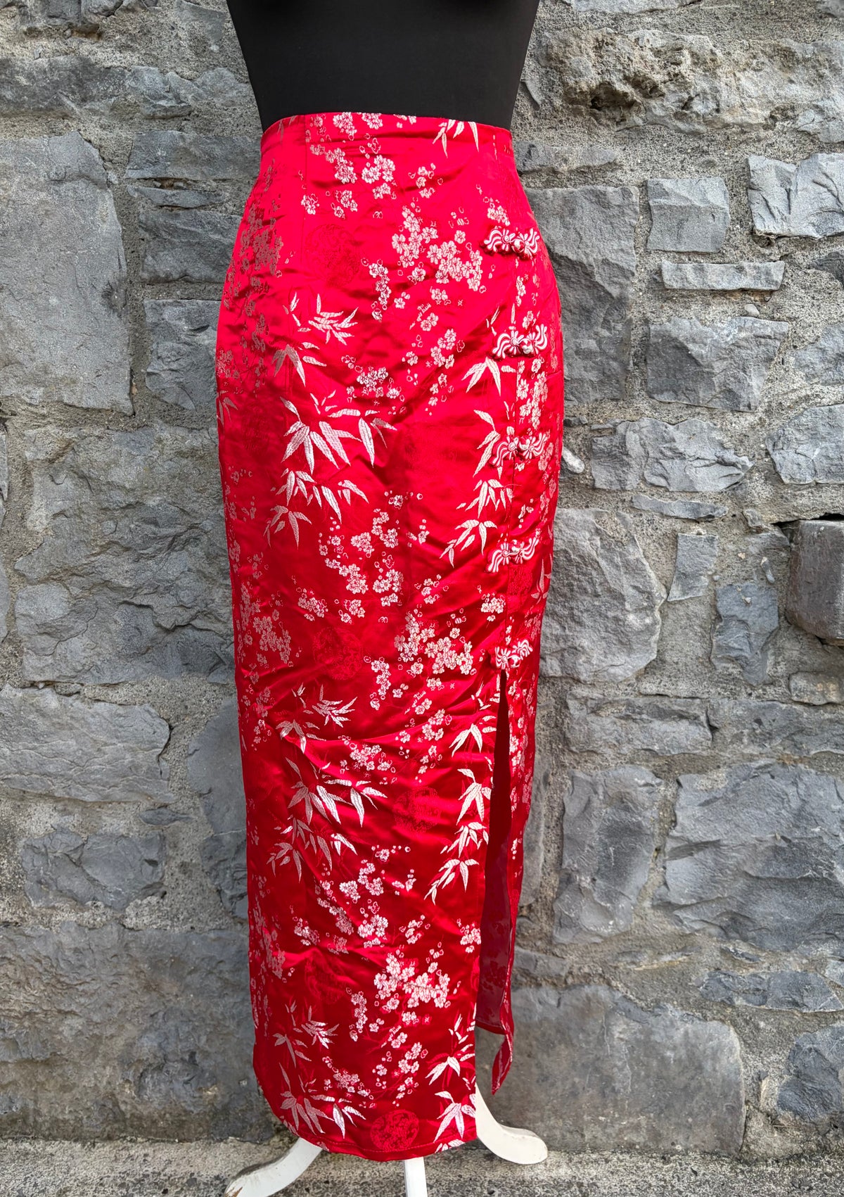 90s red oriental top&skirt uk 6