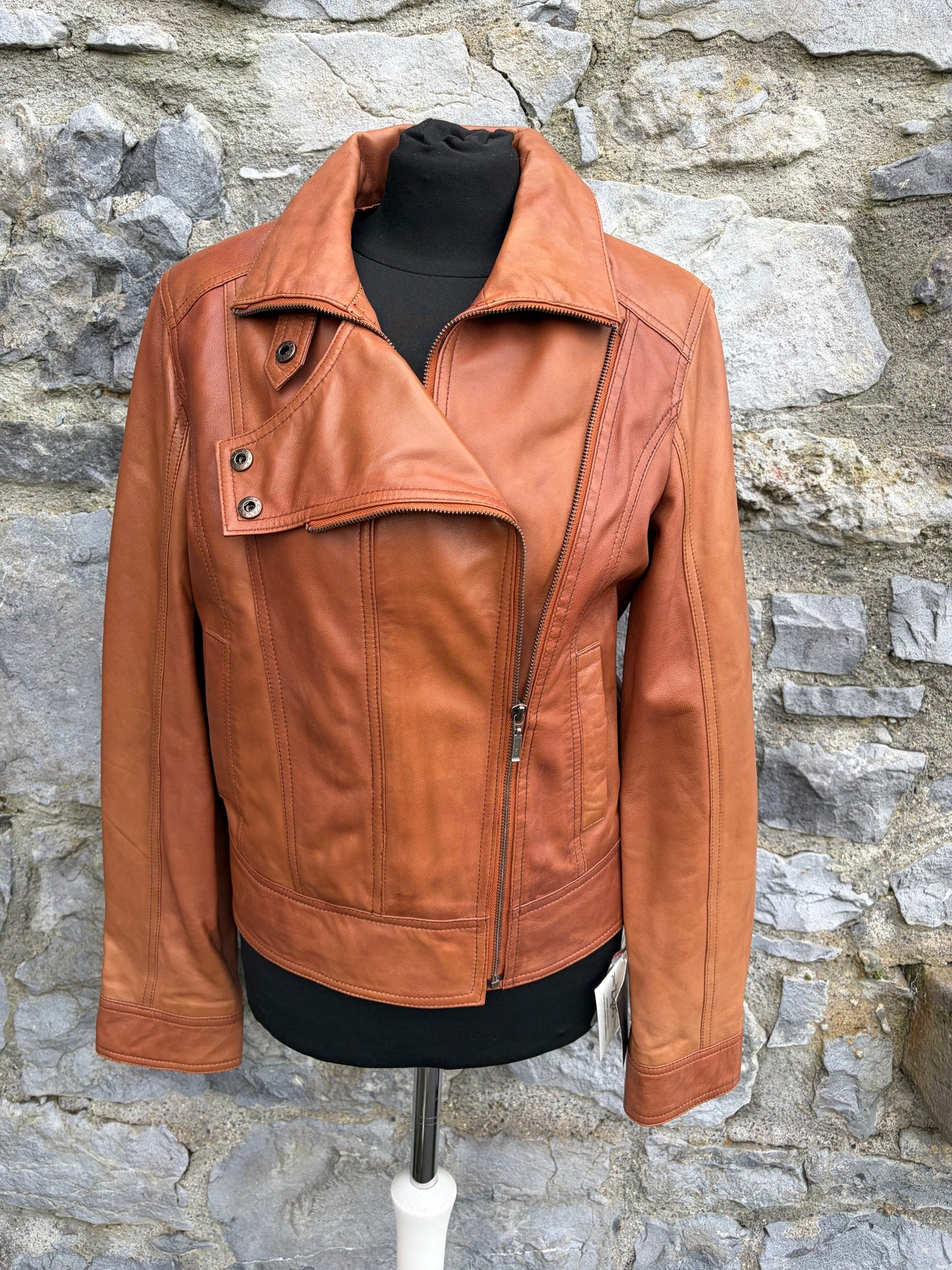 90s brown leather jacket uk 8-10
